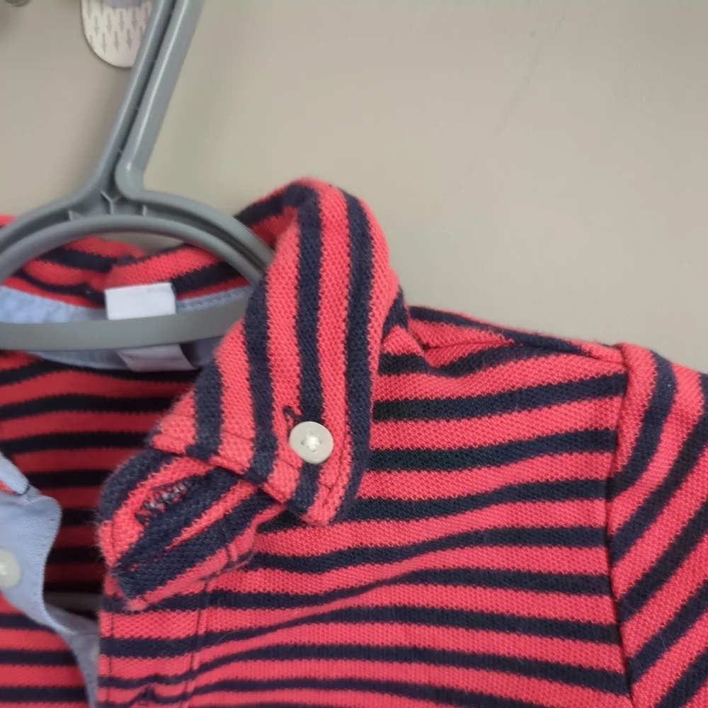 Janie and Jack Striped Pique Polo Crimson Stripe‎ Size 12-18 months - Picture 5 of 7